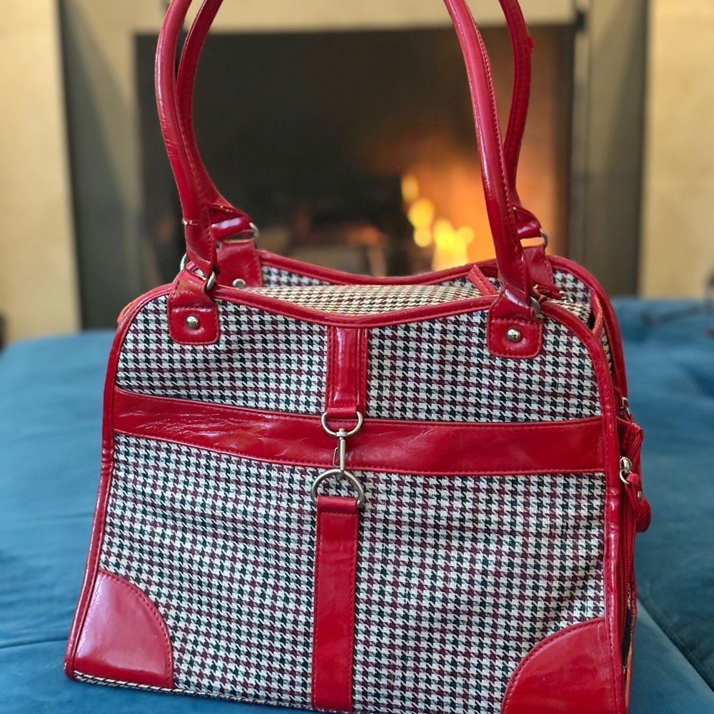 Red and Black Houndstooth Women's Bag